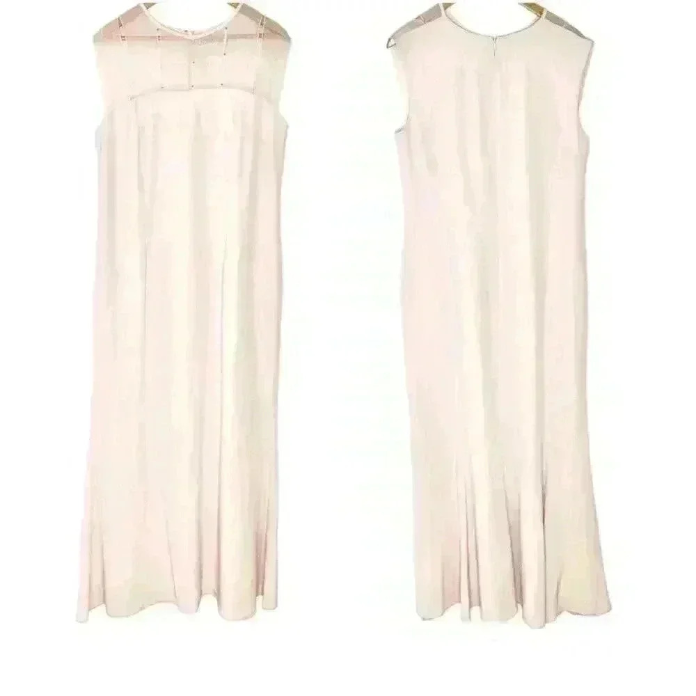 Cameron Blake dusty light pink sleeveless mesh rhinestone gown dress 18
